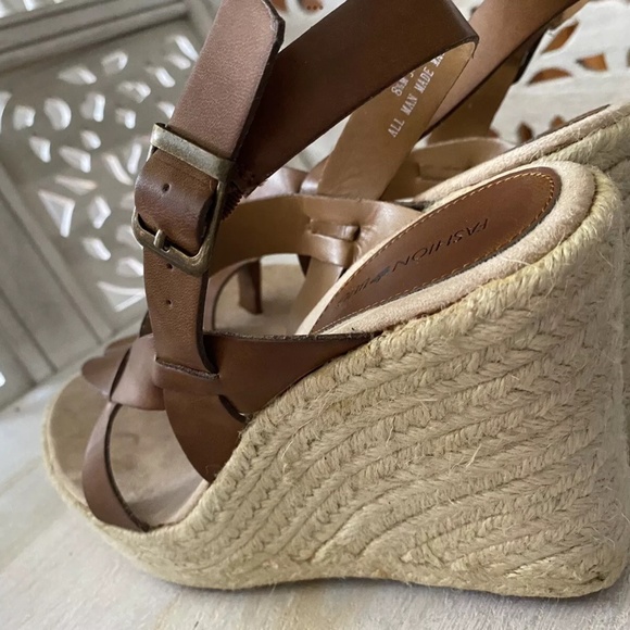 Vintage Y2K FASHION BUG JANIS WOMENS BROWN WEDGE SANDAL ESPADRILLE 8.5 WORN ONCE - Picture 4 of 7